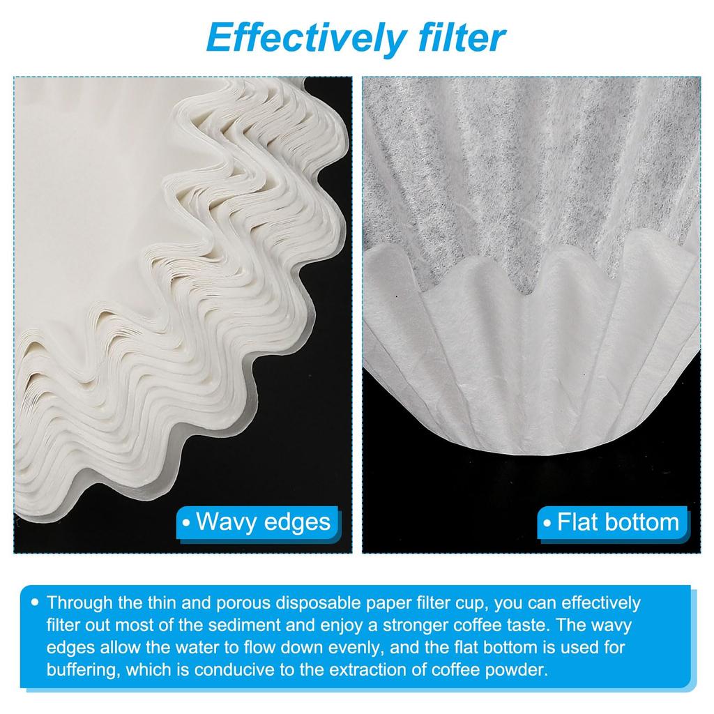 Uxcell 1-2 Cup Basket Coffee Filters, White Paper Filters, 45155mm, for Drip Coffee Makers, Cafes, Offices, and Home Use, Pack of 200