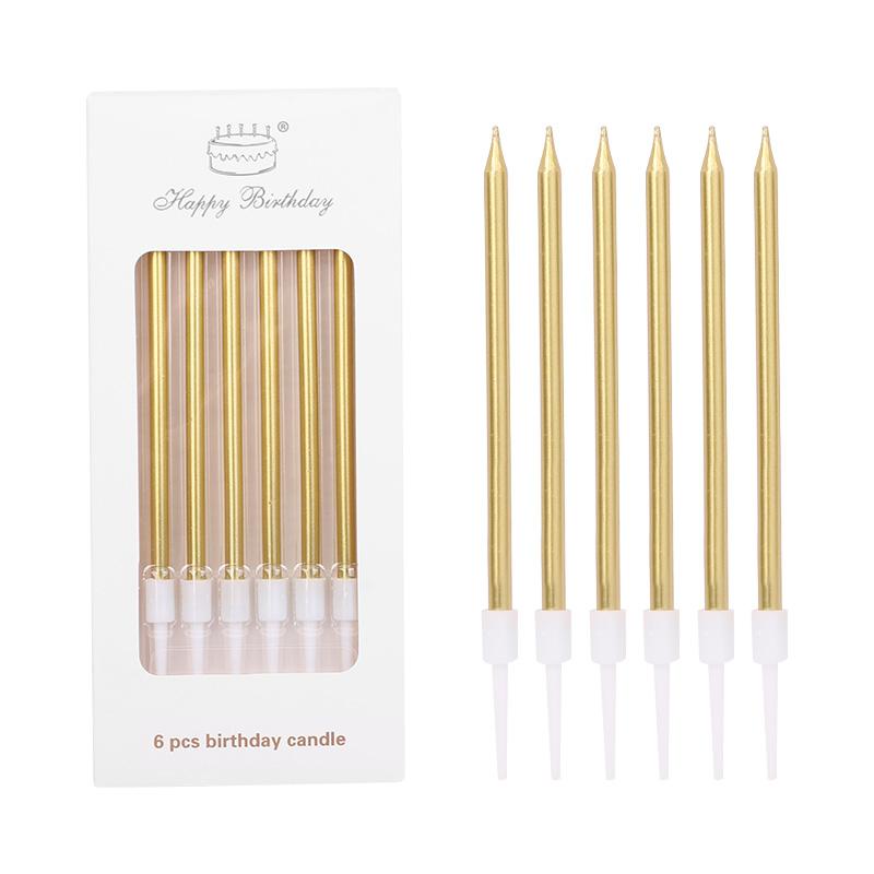 6pcs Metal Gold Birthday Candles DIY Colorful Cake Decorations Wedding Birthday Party Baby Shower Supplies Cake Candle Toppers