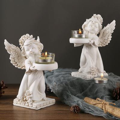 Little Angel Candle Holder Resin Decorative Guardian Angel Tea Light Holder Retro Cherub