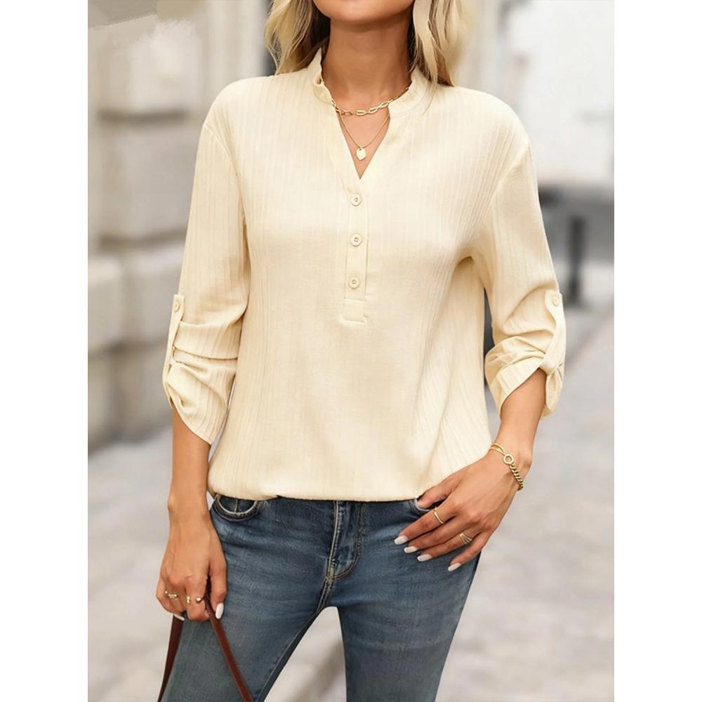 New Women's V-neck Half-open Buttoned Shirt, A Fashionable and Versatile Top That Suits All Occasions.