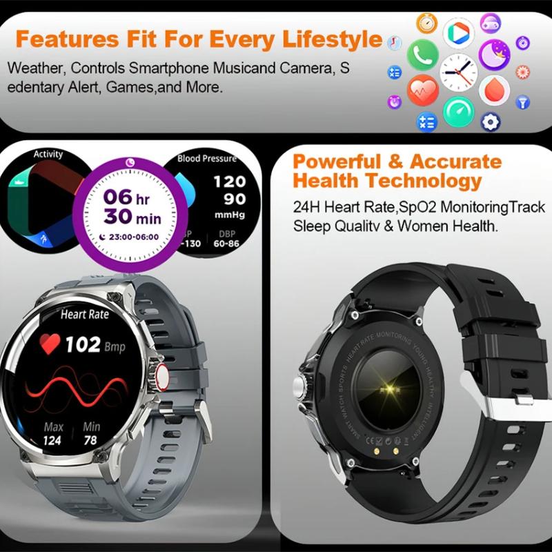 2025 NEW Smart Watch Men 1.85 Inch Ultra HD 710 MAh Extra Long Life Military Smartwatches 400+Dial Fitness BT Calling Smartwatch