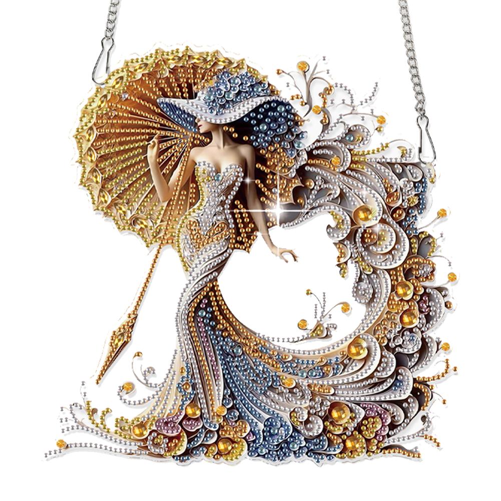 2D Flat DIY Hanging Diamond Art Kits Diamond Painting Set Diamond Art Pendant Single Side Drill Wall Decor for Home & Windows