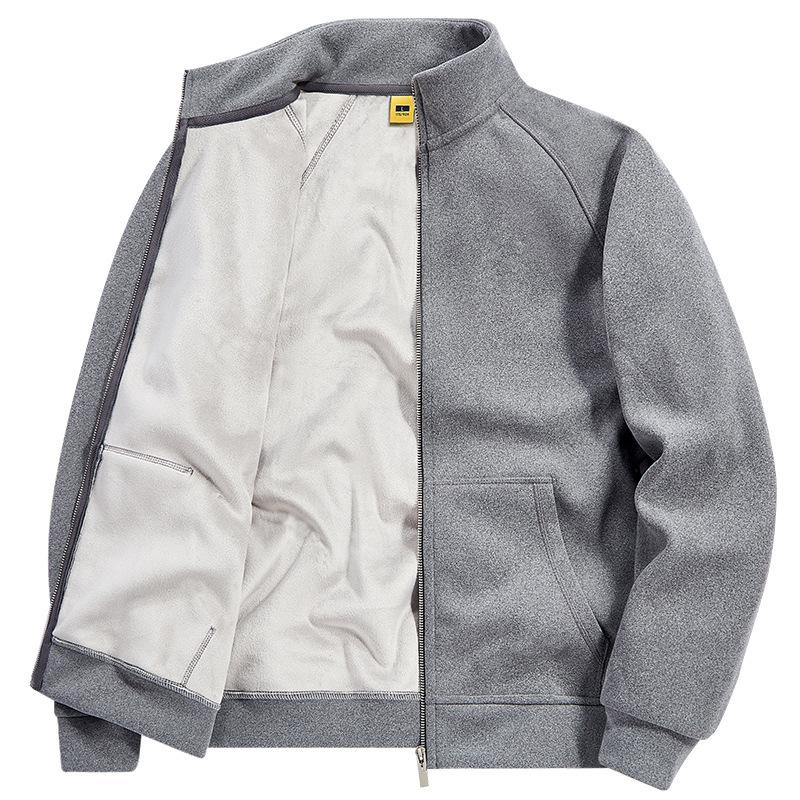 German Fleece Hoodie Men's Fleece Jacket Men's Loose Cardigan Casual Stand Collar Jacket Fleece