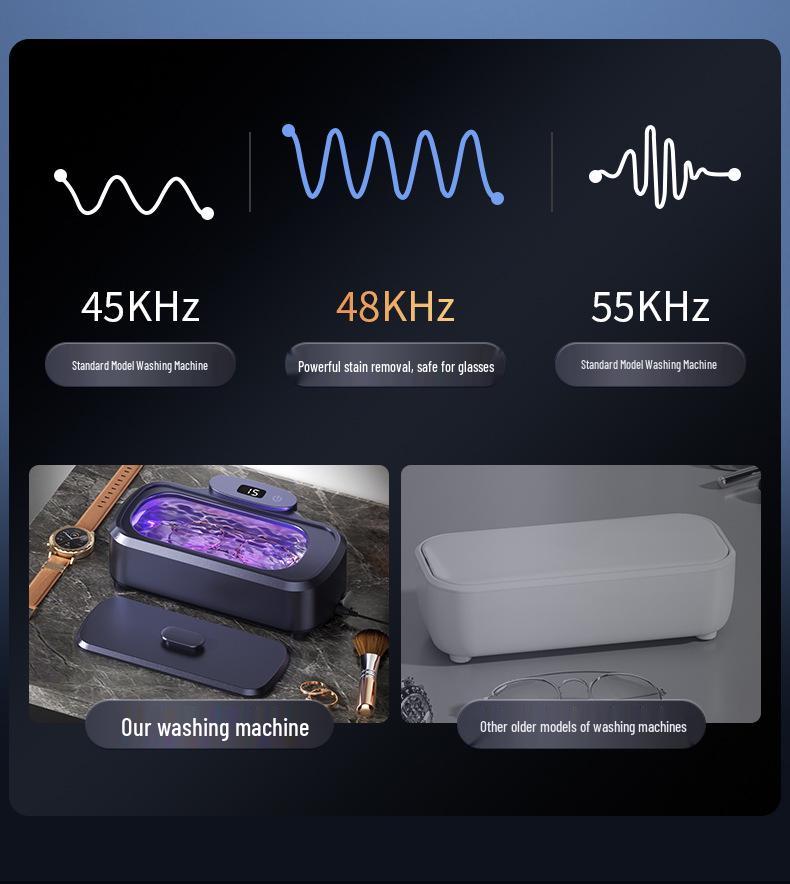 Portable UV Ultrasonic Cleaner for Glasses, Toothbrush, Dentures, and Brushes