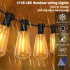 Outdoor Solar String Lights Waterproof 58FT with 15-30 Shatterproof ST38 LED Bulbs Outdoor with Remote Solar String Lights for Camping Yard Party