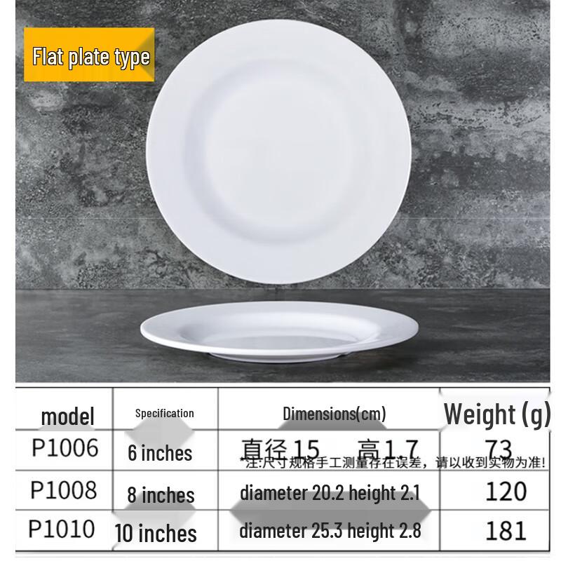 A5 Melamin Weiß Rund Flach Speiseteller