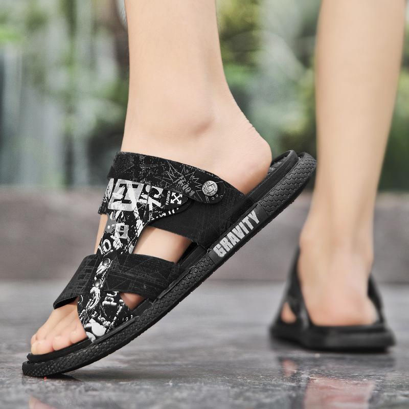 Men's Trendy Sandals Fashion Korean Version Versatile Beach Sandals Non-slip Soft Sole Dual-purpose Driving Outside Slippers
