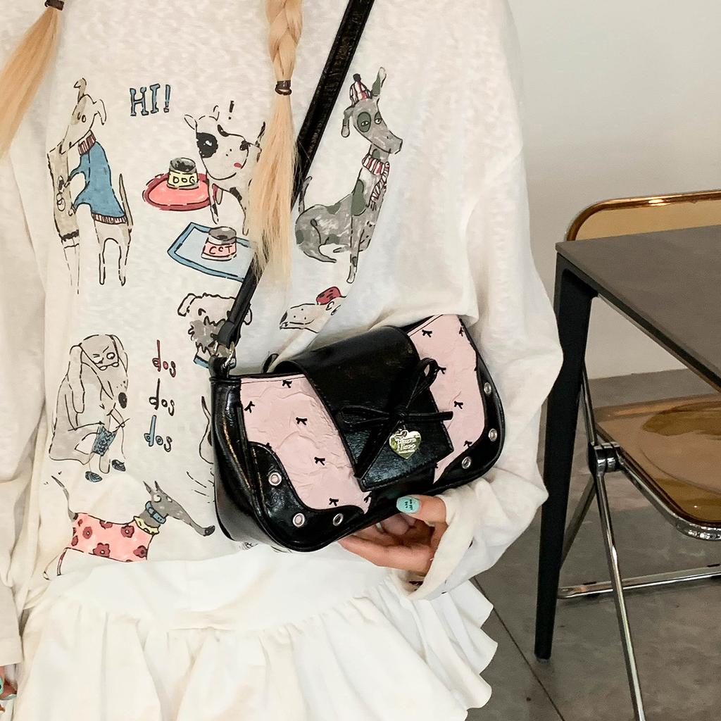 Bow Summer Niche Two-dimensional Messenger Bag Shoulder Bag Color Matching Underarm Bag New Large Capacity