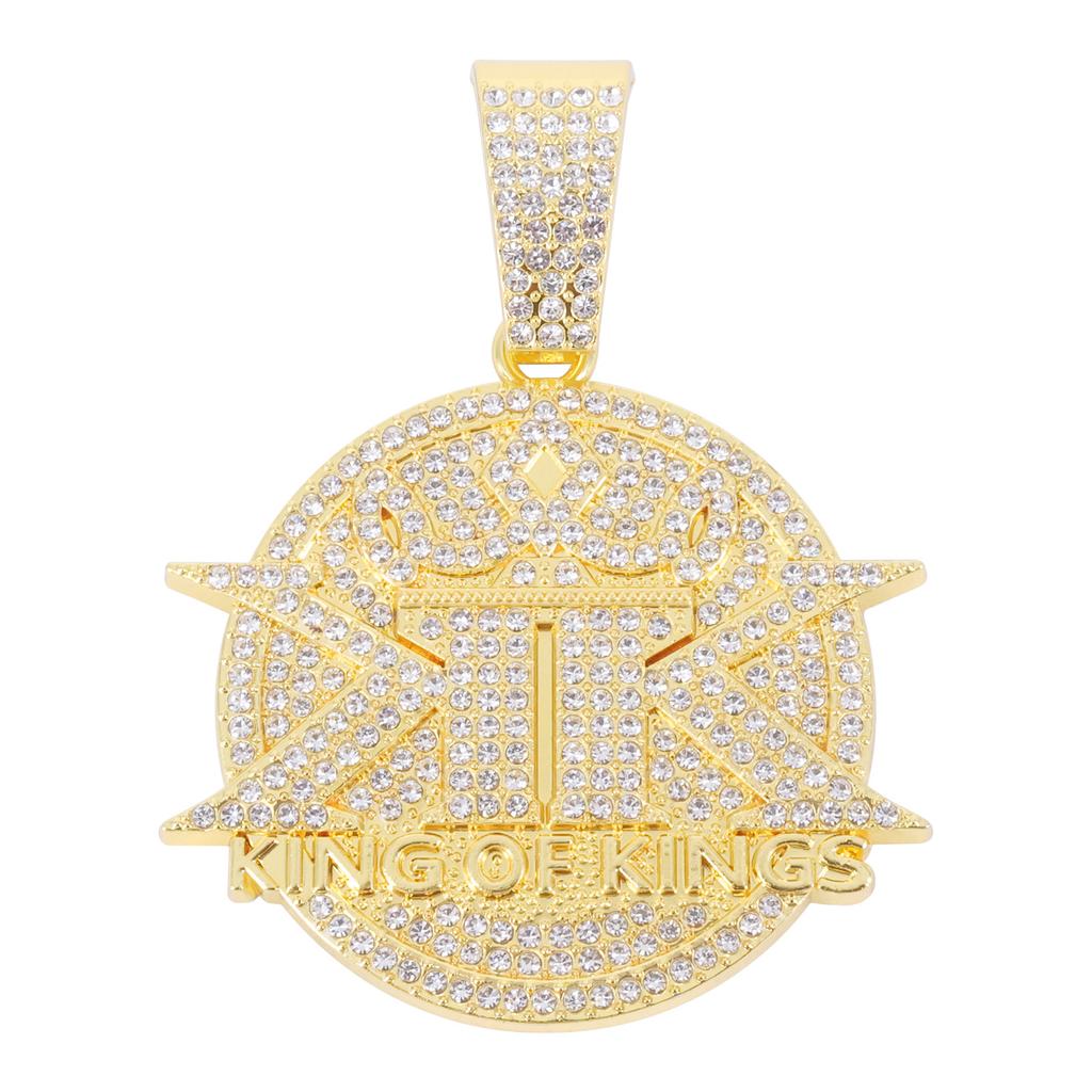 European and American English Letters KINGS Full of Diamonds KK Pendant, Hip Hop Rap Hiphop Cuban Chain Accessories