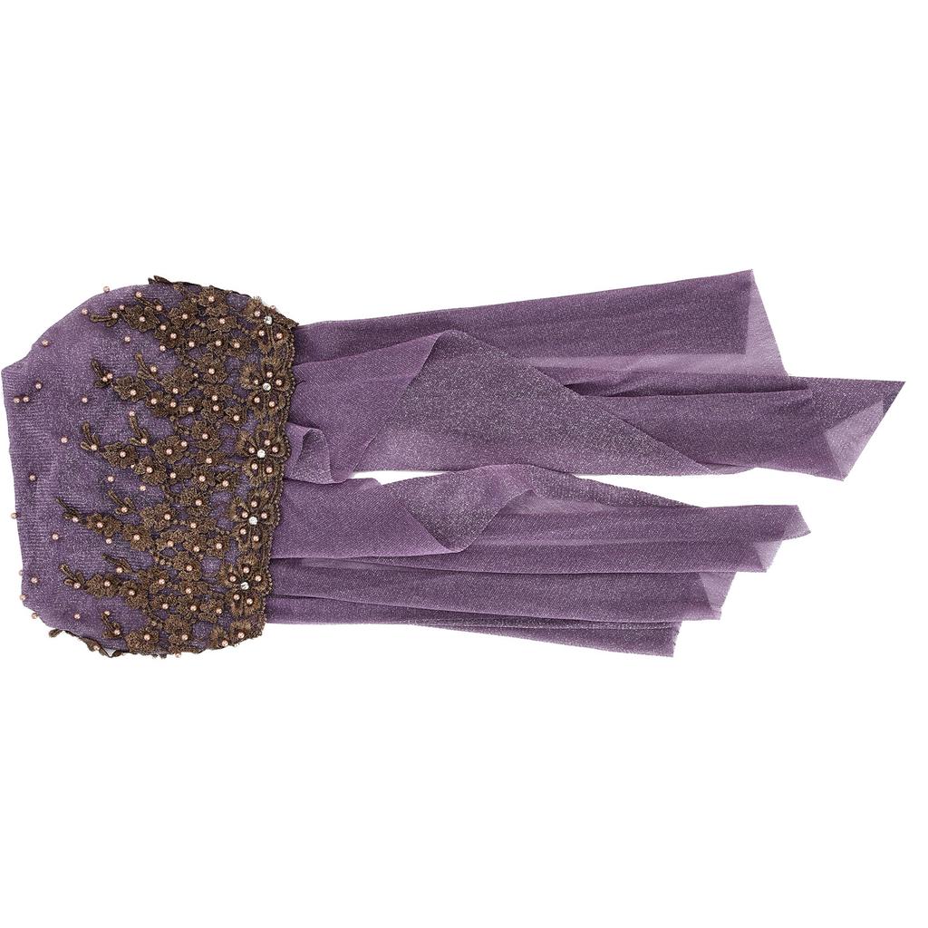 Turban Fashion Unique Women"s Retractable Retro Beaded Bandage Muslim Long Scarf HatPurple