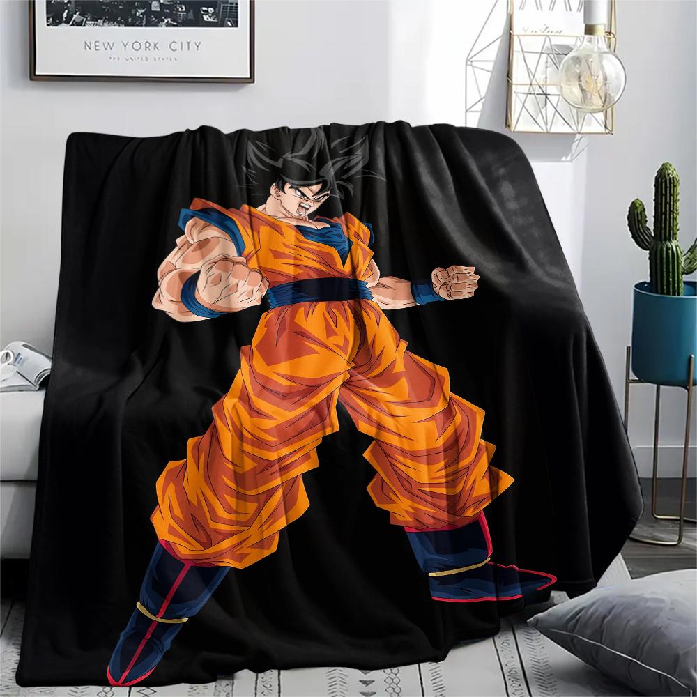 Goku Cartoon Pattern Flannel Blanket, High Quality Comfortable for All Seasons, Home Decor, Warmth and Comfort, Perfect for Gifts.