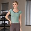 Elastic Cross-Border Yoga Wear: Soft, Thin, Short-Sleeve Sports Pilates T-Shirt, Tight-Fitting Running Top