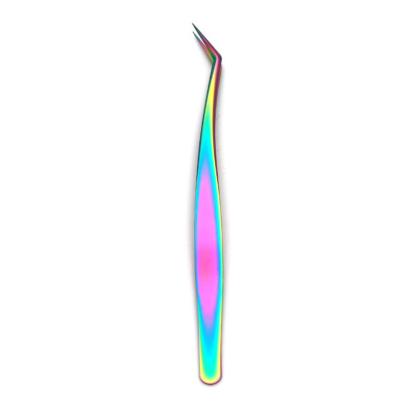 Gold Feather Stainless Steel Eyelash Tweezers - Dolphin Clip & Easy Blooming Applicator for False Eyelashes