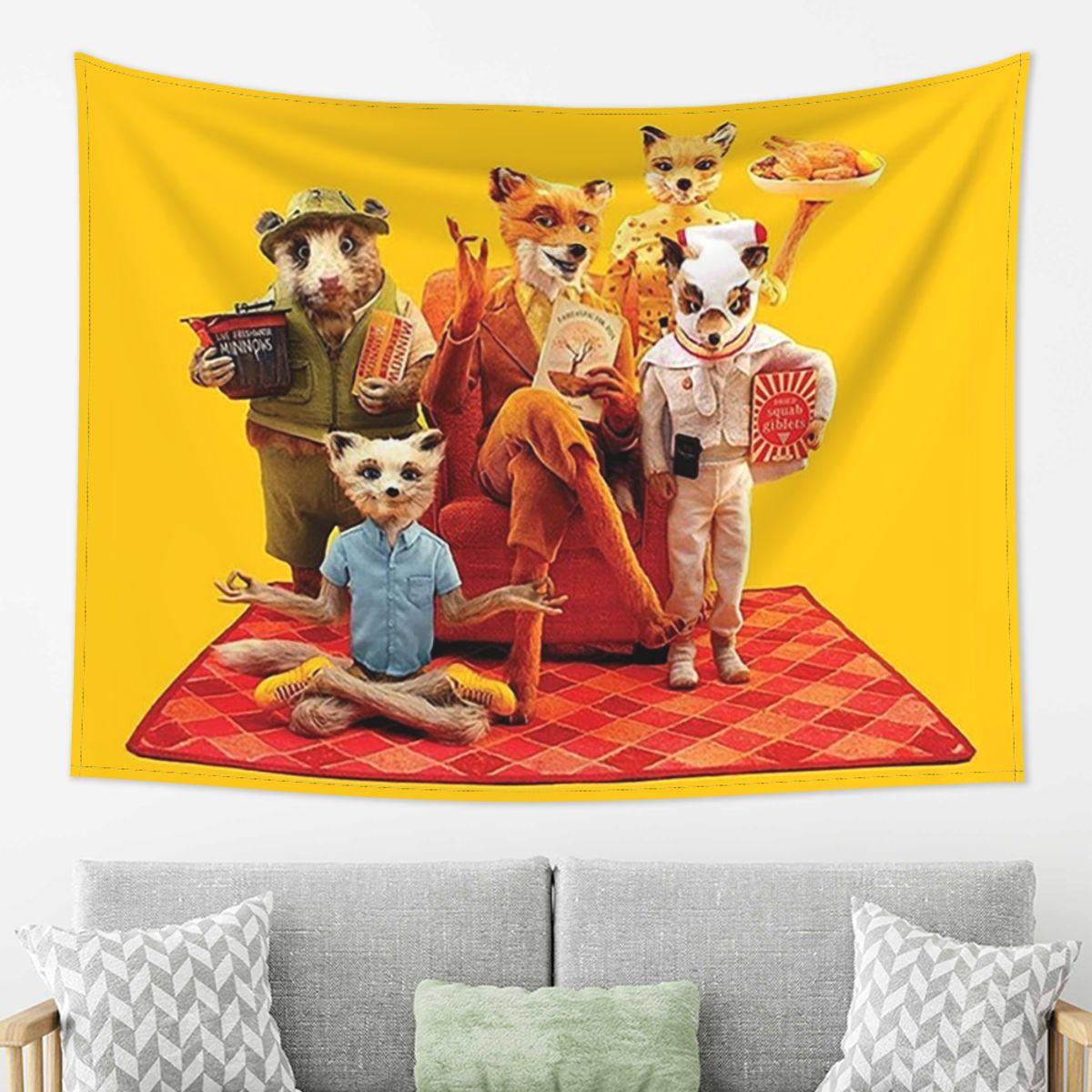 Fantastic Mr Fox Movie Poster Tapestry Decoration Art Aesthetic Tapestries for Living Room Bedroom Home Wall Cloth Wall Hanging 74x94cm(29x37in)