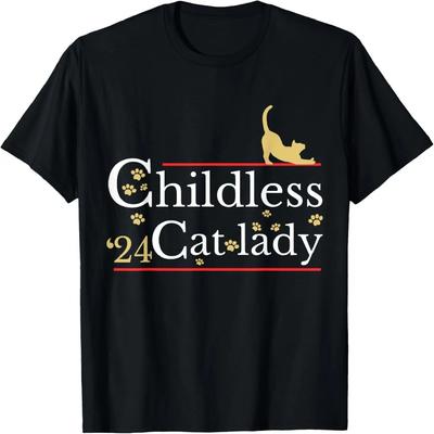 2024 Kinderloze Kattenvrouw T-shirt, Maat S-5XL