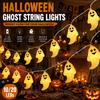 Lampki sznurkowe LED w kształcie duchów na Halloween zasilane bateryjnie, wisząca lampa dekoracyjna do wewnątrz i na zewnątrz, na imprezę na podwórku, nawiedzony dom, bar, atmosfera świąteczna