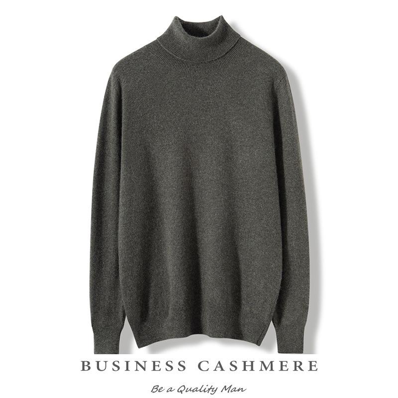 Men's Plus Size High Collar Cashmere Sweater - Thick Winter Knitwear