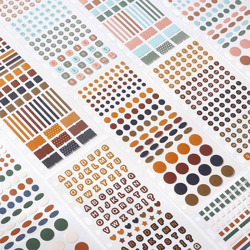 Sticker Set Colored Art Dots Marking Film Cutting Stickers Handheld Decoration DIY Materials