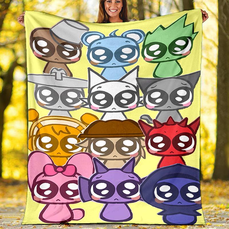 1pc SPRUNKI8 Theme Blanket - Digital Print, Polyester, Cozy for All Seasons, Perfect for Outdoor, Camping, and Travel