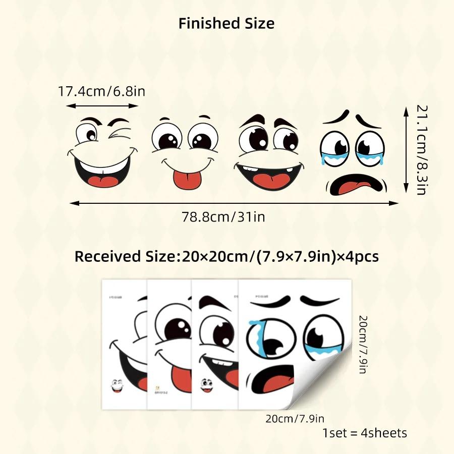 

1 Set Cartoon Face Stickers,Self-Adhesive, Plastic Surface Compatible,Home Decoration Suitable for Trash Can, oilet Decor 1 set