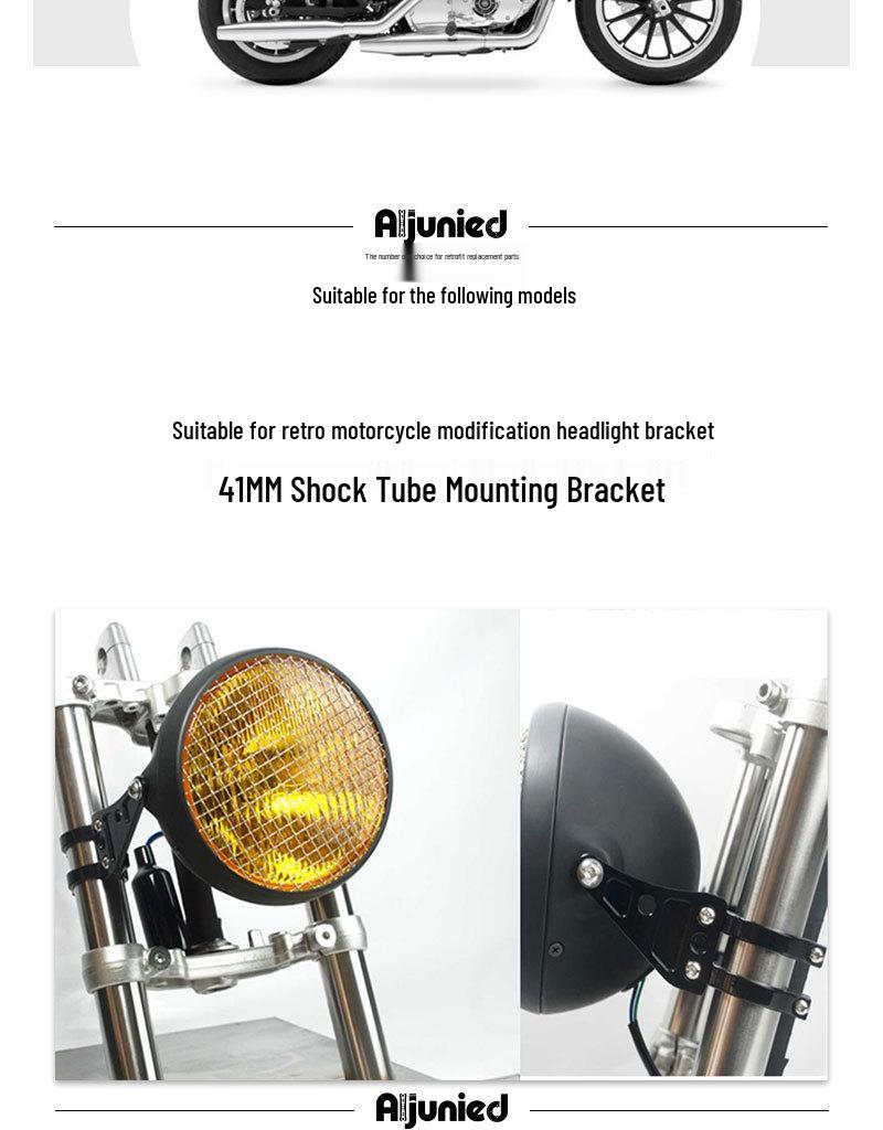 41mm Vintage Motorcycle Fork Headlight & Shock Absorber Mount Bracket