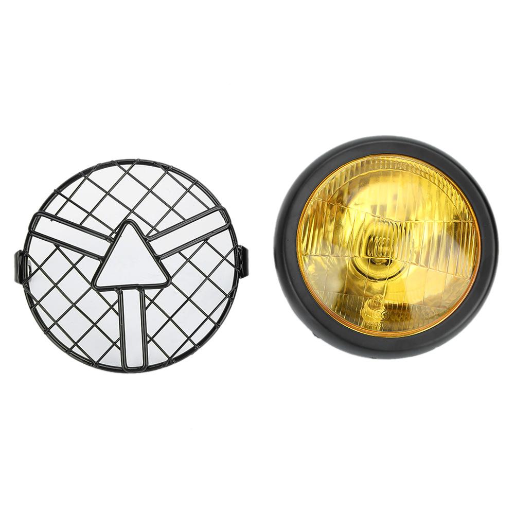 

Универсальная мотоциклетная ретро-решетка фары передняя фара с абажуром решетка кронштейн жёлтый