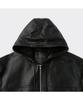 Customellow Black Leather Hood Jacket Cwuda26511Bkx