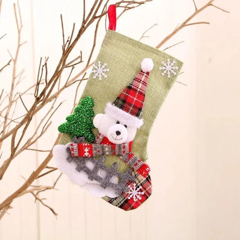 1Pcs Christmas Decoration Cartoon Socks Xmas Tree Hanging Ornaments Merry Home Room Decor Gifts New Year Happy Navidad Supplies