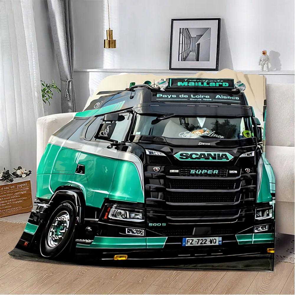 Printed Blanket Picnic Blankets Car Brand Scanias TruckS Warm Blanket Soft and Comfortable Blanket Home Travel Birthday Gift