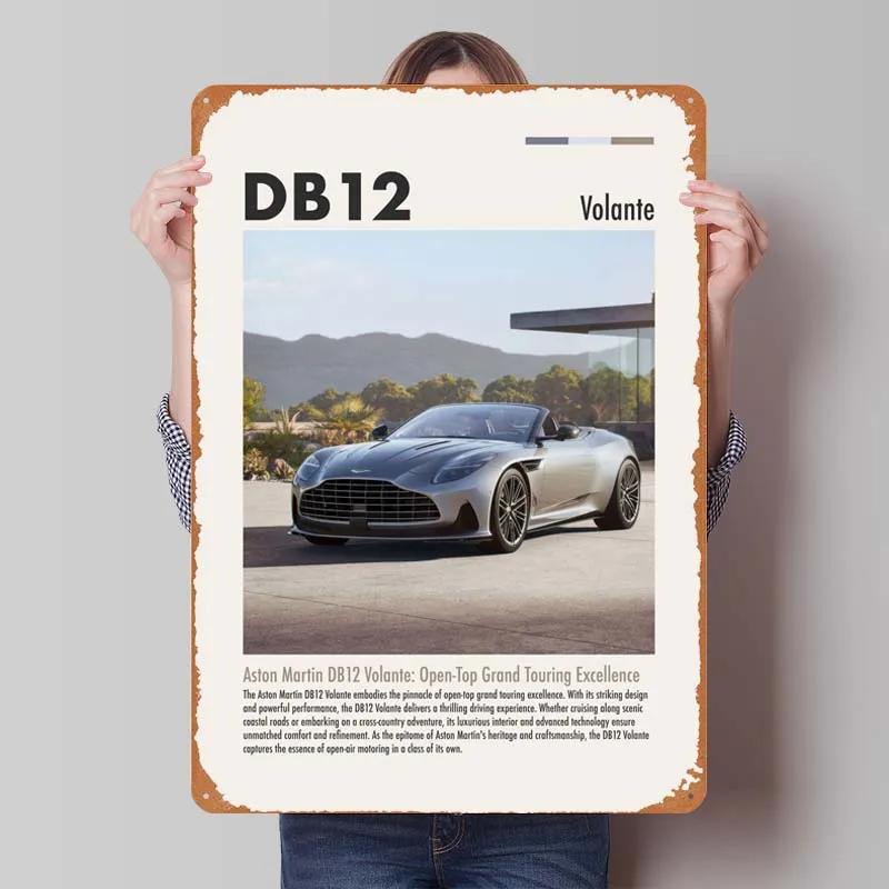 Aston Martins Tinplate Sign Classic Cars Poster Metal Wall Art Mural Retro Metal Sign Plaque for Garage Wall Art Decoration Room