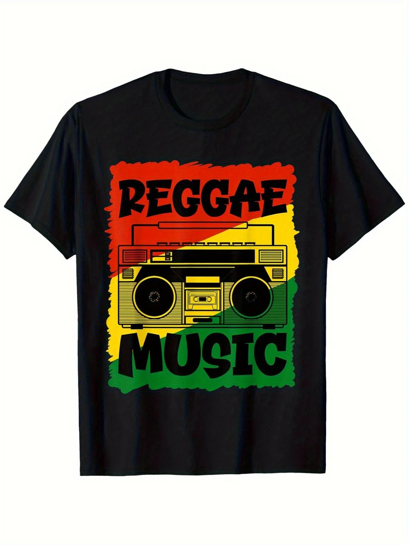 

Men s 80s Retro Reggae Music T-shirt | Jamaican Sound System Speaker Pattern Suitable for Concert Reggae Fans Casual Wear - M... 5XL різнокольоровий