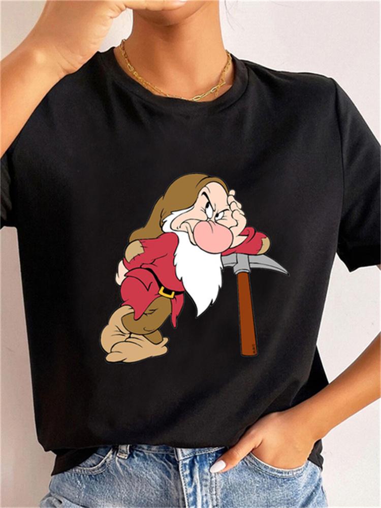 MINISO Disney Princess Women Clothes Snow White and The Seven Dwarfs Womens Trend Harajuku Short Sleeves Tshirt Cute