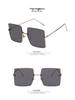 Metal Cut-Edge Semi-Rimless Oversized Square Sunglasses - 2021 Retro Style for Women's Round Faces, Celebrity-Favored.
