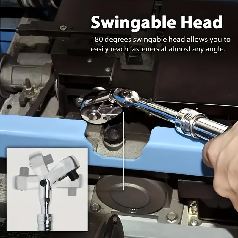 Swivel Head Ratcheting Wrench with Telescoping Handle & Quick Release - Bidirectional Gear for Effortless Auto Repair