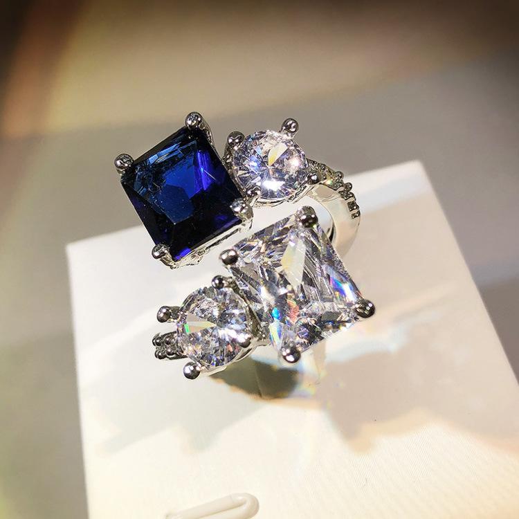 High Carbon Diamond Ice Flower Cut Proposal Ring European and N Fashion Luxury