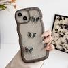 Applicable To Apple 17 Mobile Phone Case, Epoxy Glitter 16 Wavy Butterfly iPhone15 Anti-drop 14 Transparent Protective Case