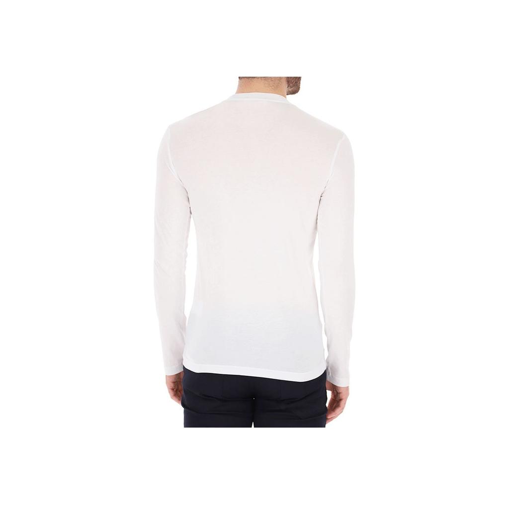 Emporio Armani Letter Logo Printed Casual Crew Neck Long Sleeve T-Shirt Men Tops White 8N1TN8-1JPZZ-0146