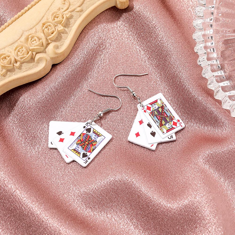 Handmade Personality Playing Card Earrings - Creative and Fun Accessories