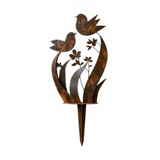 

Bird Wildflower Metal Garden Stake Decorative Outdoor Plant Stake Rustic Garden Ornament with Bird Floral Design for Yard Lawn Planters Decor 1pc