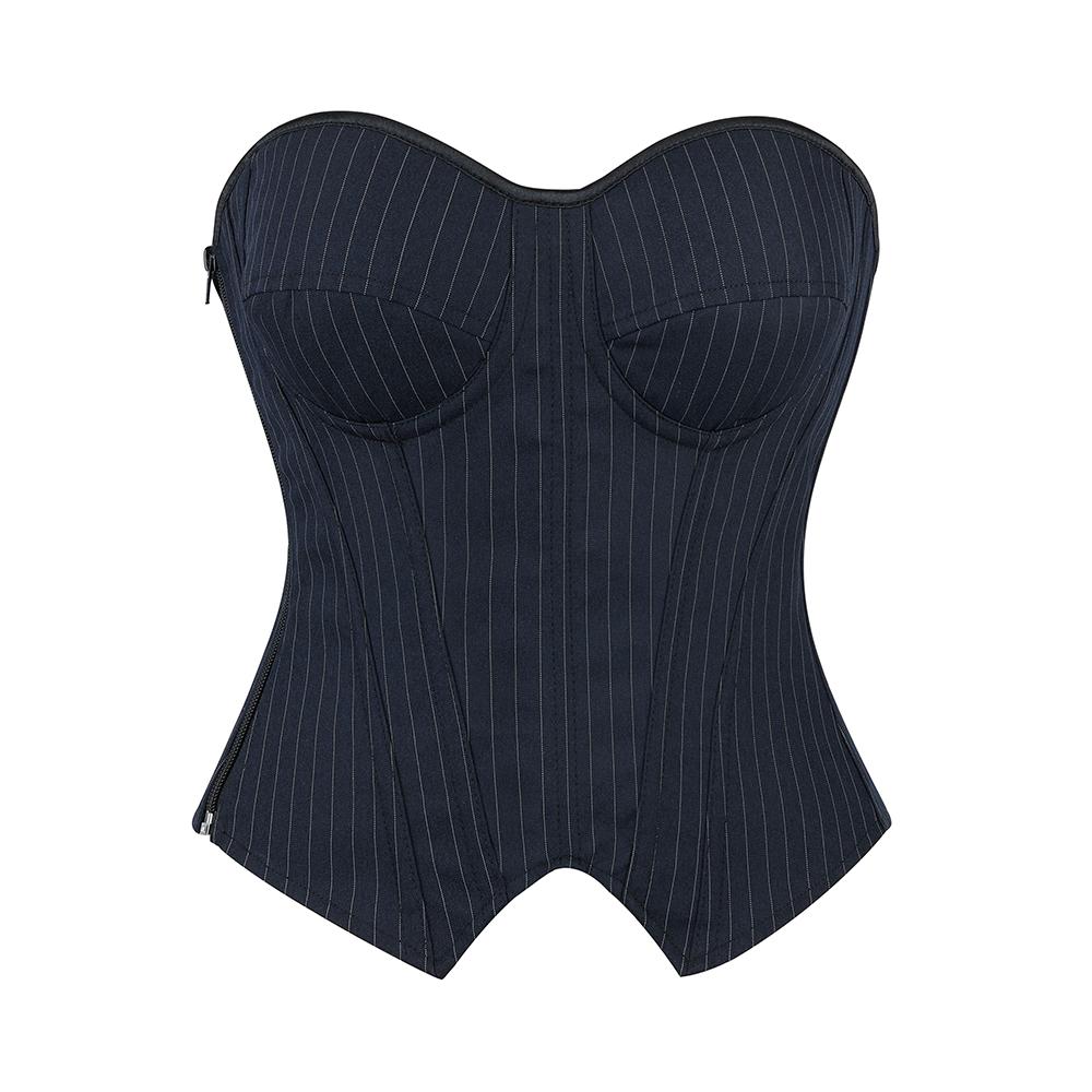 Corset Tops for Women Plus Size Lace up Halloween Costumes Strapless Zip Push-up Cup Bustier Office Club