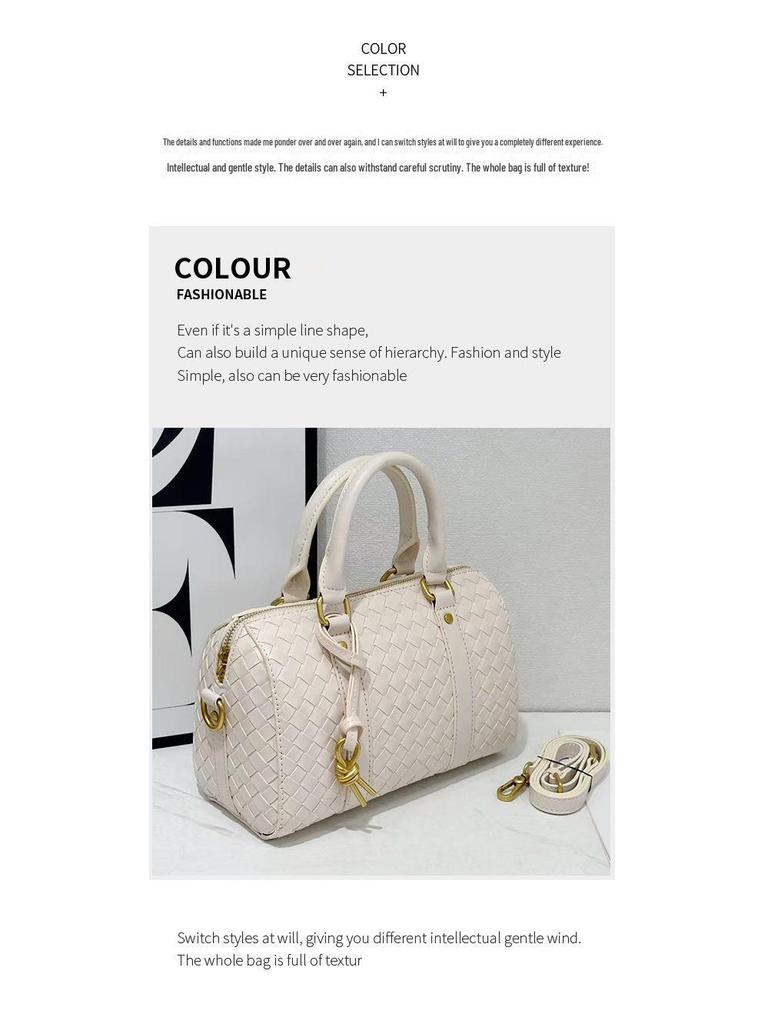 Bolsa de Mão Tecida em Couro de Vaca Diamante Outono/Inverno 2025: Bolsa Versátil para Negócios, Deslocamento, Ombro e Mensageiro