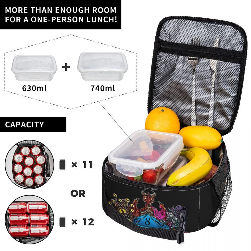 Roll Initiative Dungeon And Dragon Insulated Lunch Bag for Kids School Cooler Thermal Food Box Tote  Lunch Boxes Container