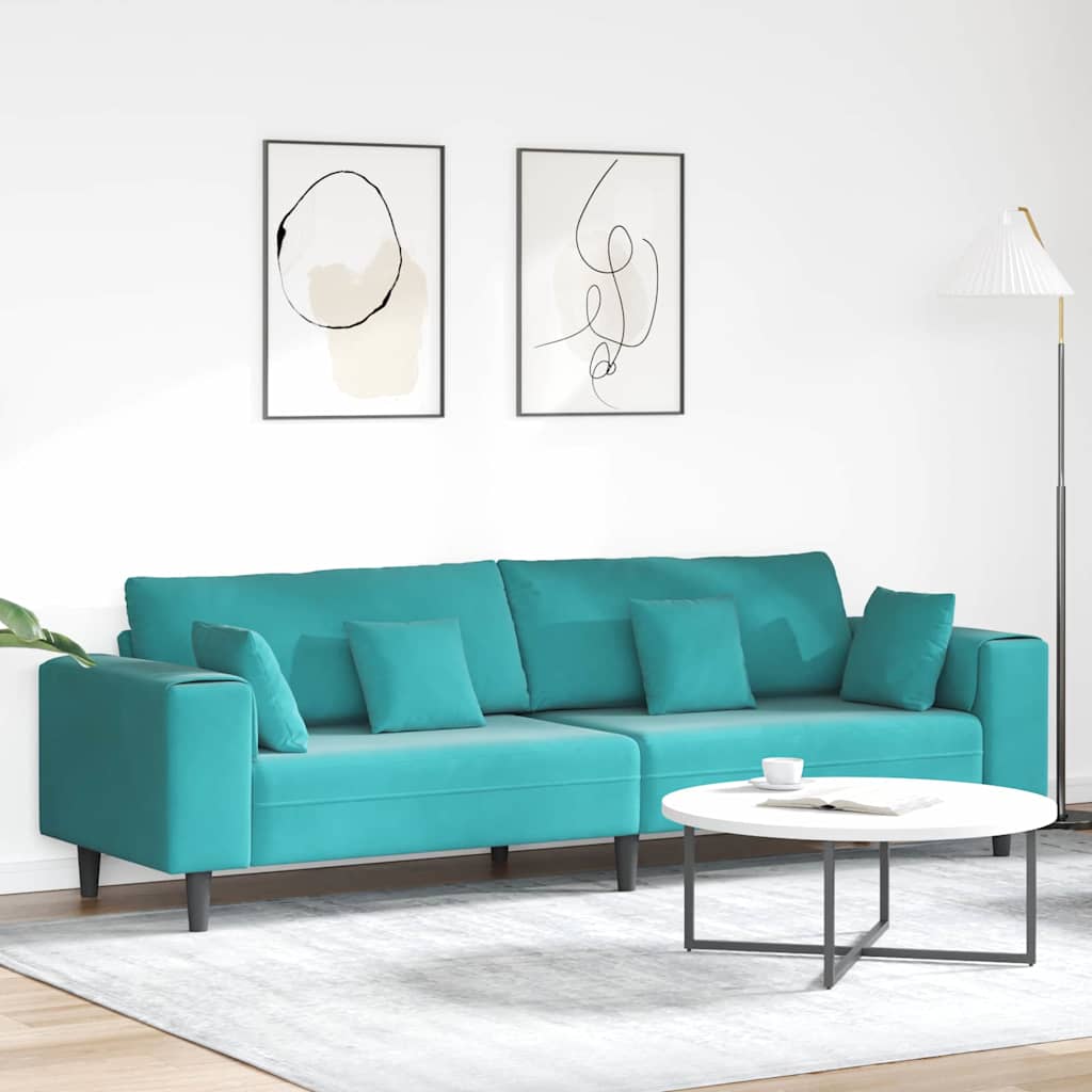 Türkisfarbene Couch 250 x 77 x 76 cm Samt