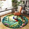 1pc Peacock Flowers Round Chair Mat Area Rug - Non-Slip, Floor Mat for Office, Bedroom, and Indoor Decor C1125203