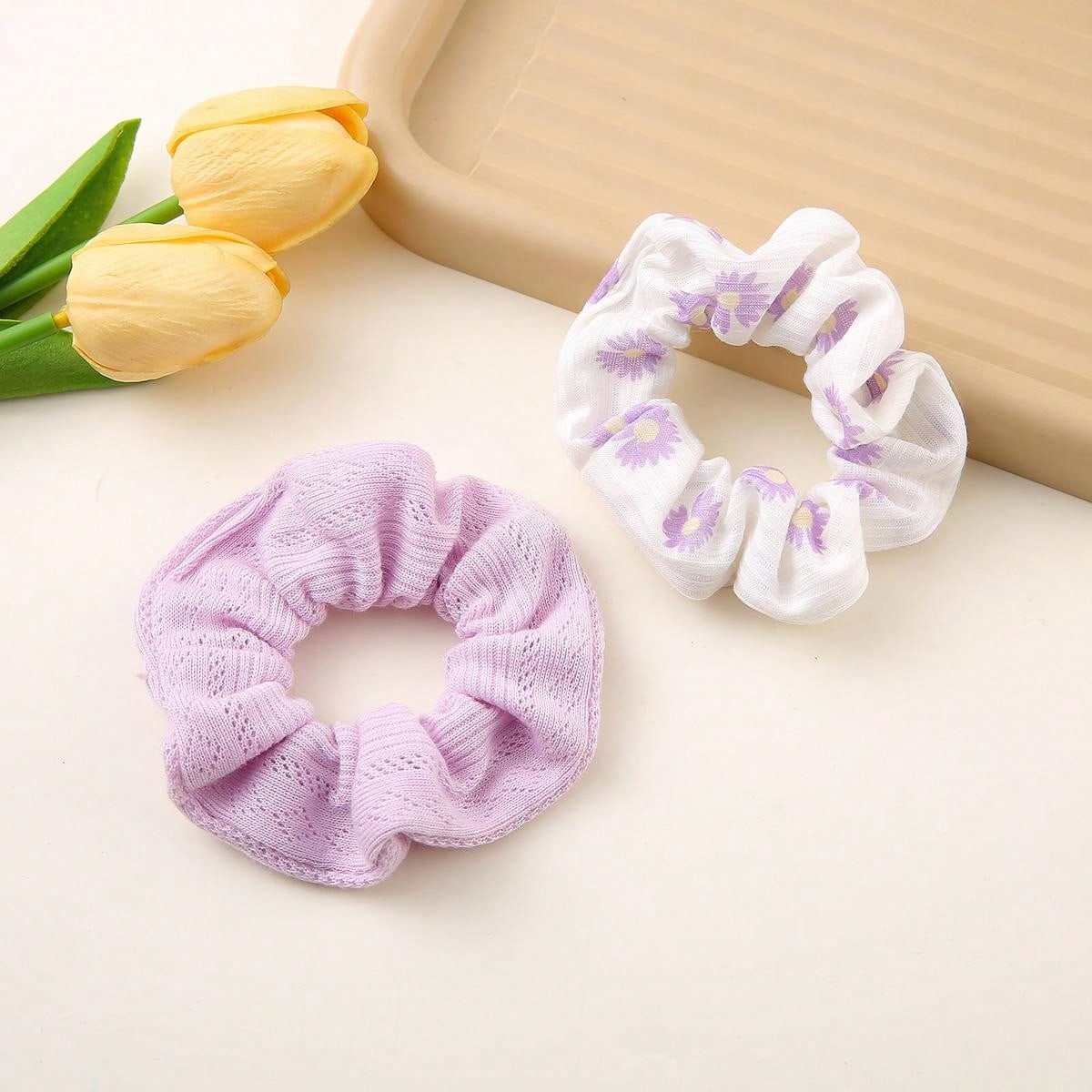 

2 шт. облегающая модная повязка на голову с принтом бабочек и держателем для хвостика, эластичная повязка на голову, минималистичный аксессуар для волос