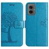 For Motorola Moto G55 5G Case PU Leather Owl Tree Imprinted Wallet Phone Cover