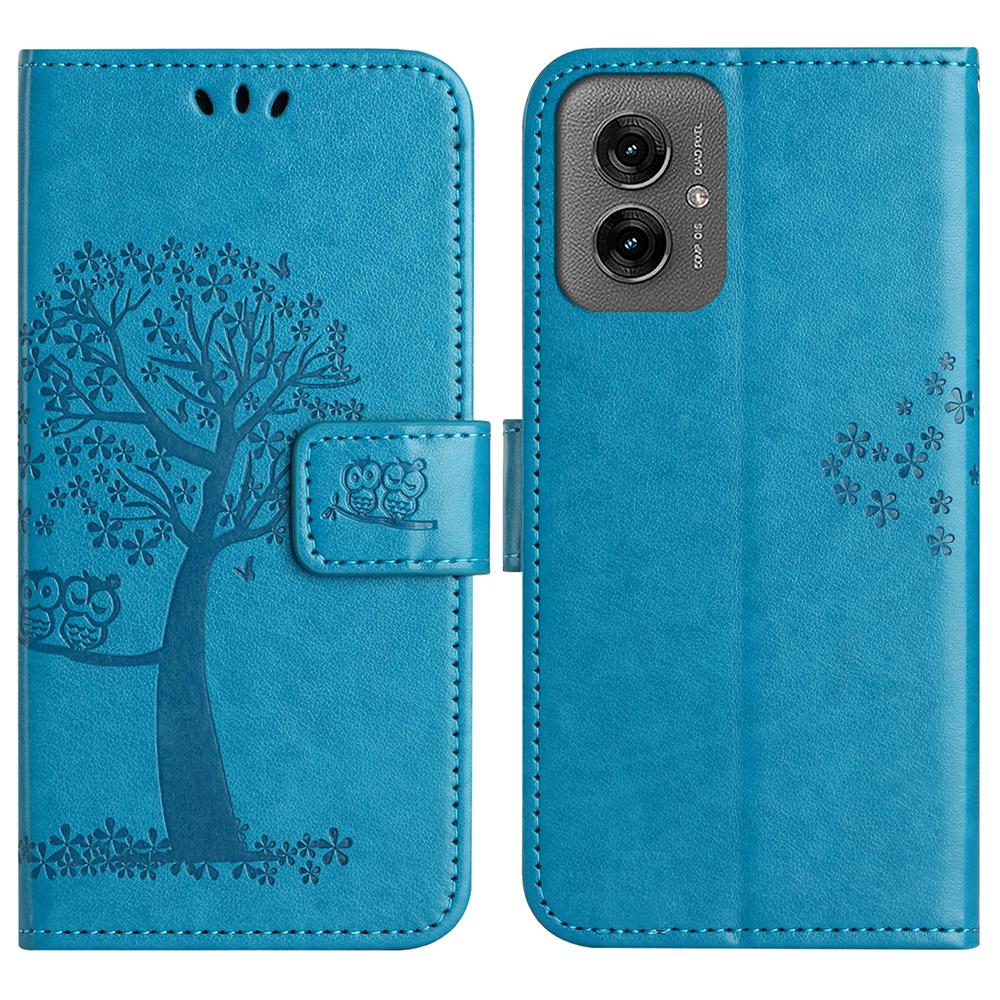 For Motorola Moto G55 5G Case PU Leather Owl Tree Imprinted Wallet Phone Cover