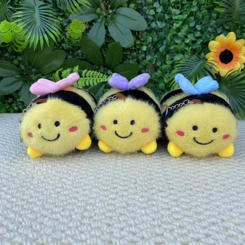 1 Piece Bag Pendant Cute Little Bee Doll Plush Toy Keychain Children'S Backpack Accessories Holiday Gifts