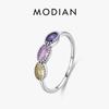 925 Sterling Silver Vintage Colorful Oval Ring Exquisite Zirconia Stackable Fine Jewelry For Women Birthday Gift