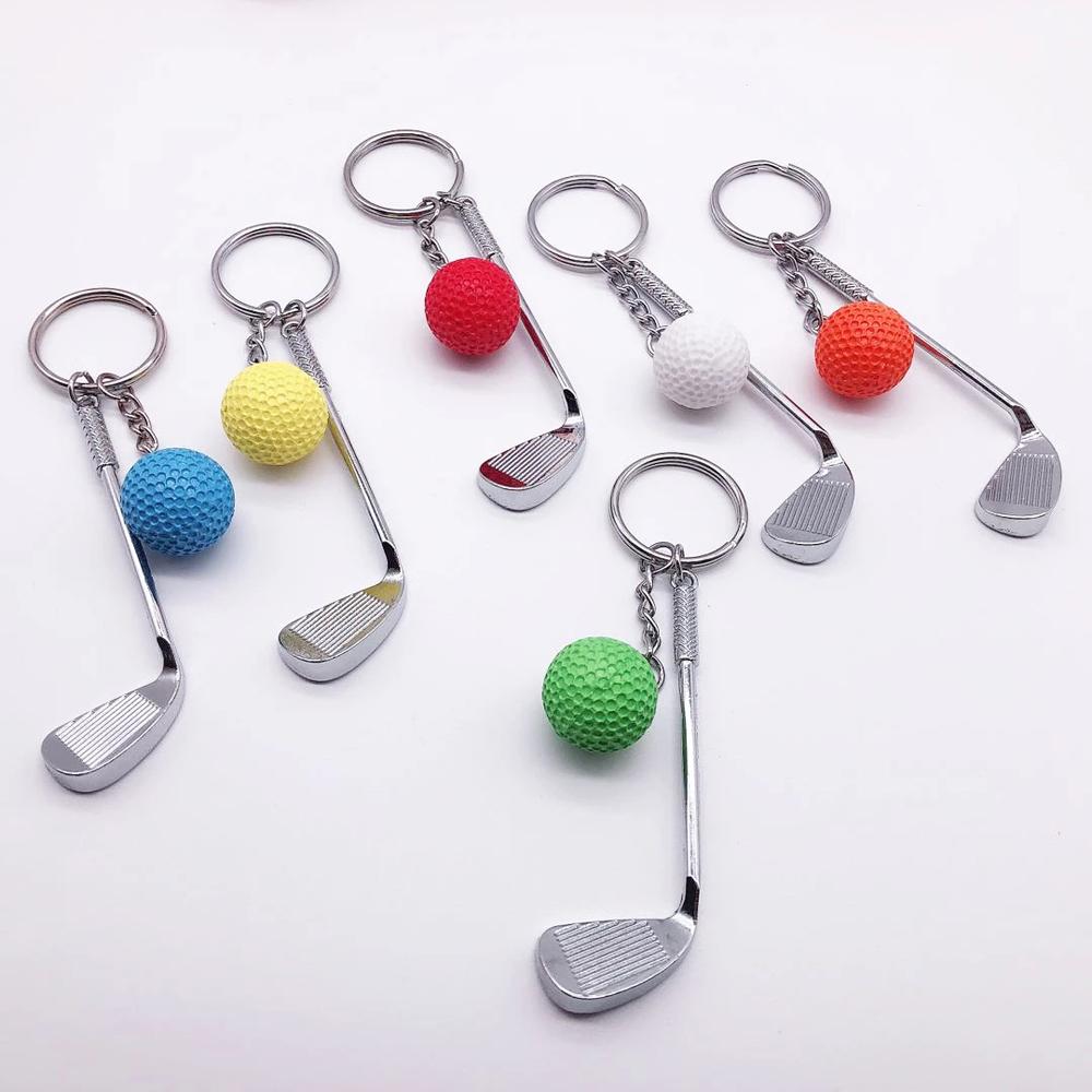 Jewelry For Gift Souvenir Ball Golf Ball Key Chain Metal Keychain Mini Golf Racket Ball Pendant